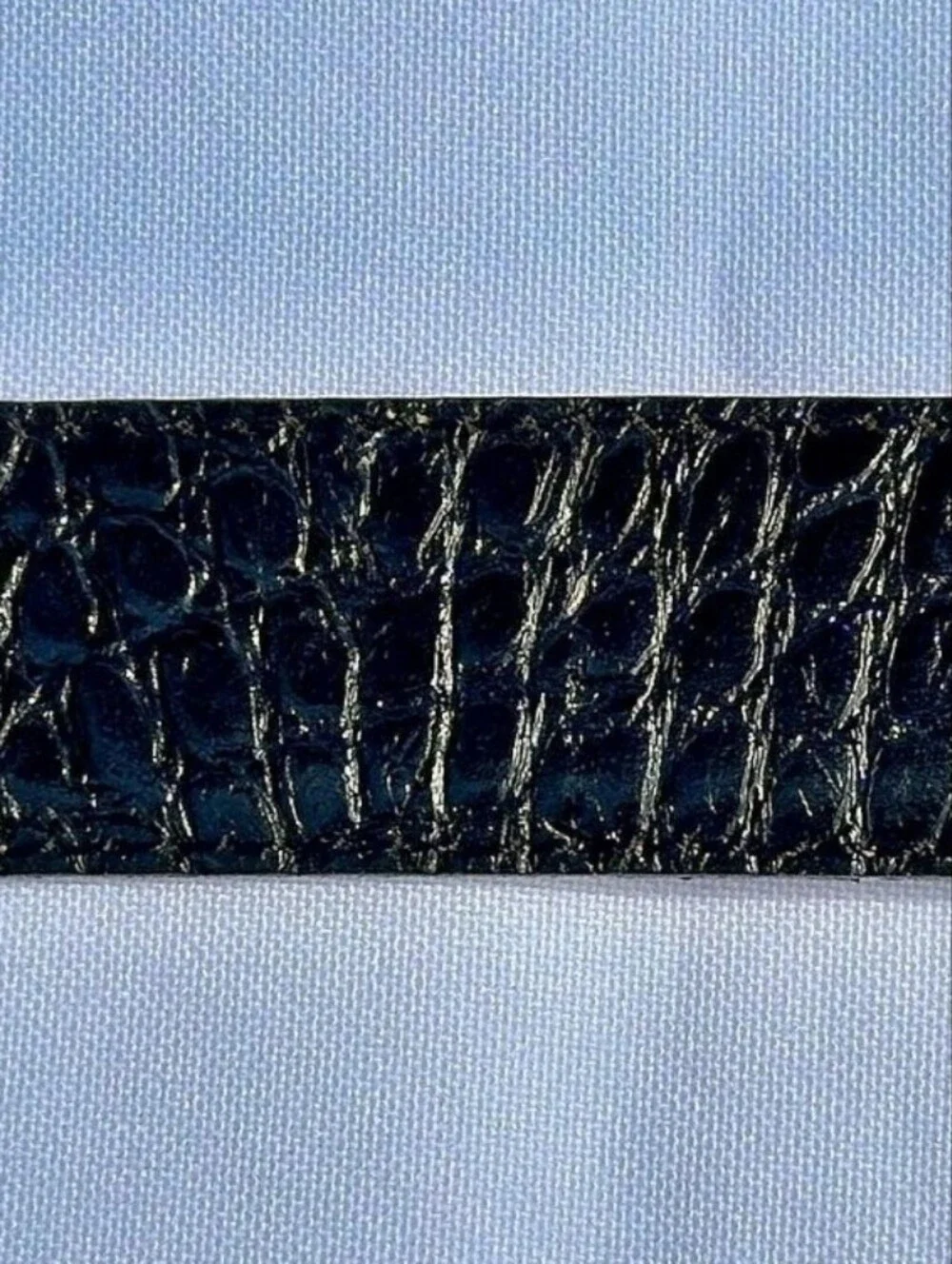 Kenneth Cole Black Croc-Embossed Leather Belt with Silver Buckle